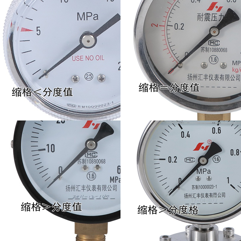 压力表表盘缩格 压力表各种缩格图示